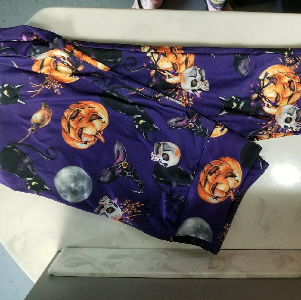 Halloween black cat witches hat leggings